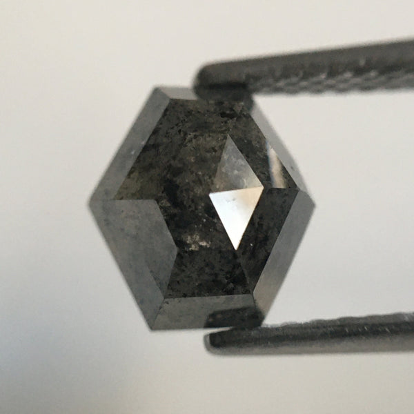 2.26 Ct Hexagon Shape Natural Salt Pepper Rose Cut Loose Diamond, 7.41 mm X 6.99 mm X 4.79 mm Natural Geometric Loose Diamond SJ54/32