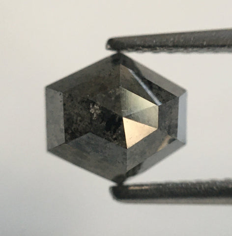 2.26 Ct Hexagon Shape Natural Salt Pepper Rose Cut Loose Diamond, 7.41 mm X 6.99 mm X 4.79 mm Natural Geometric Loose Diamond SJ54/32