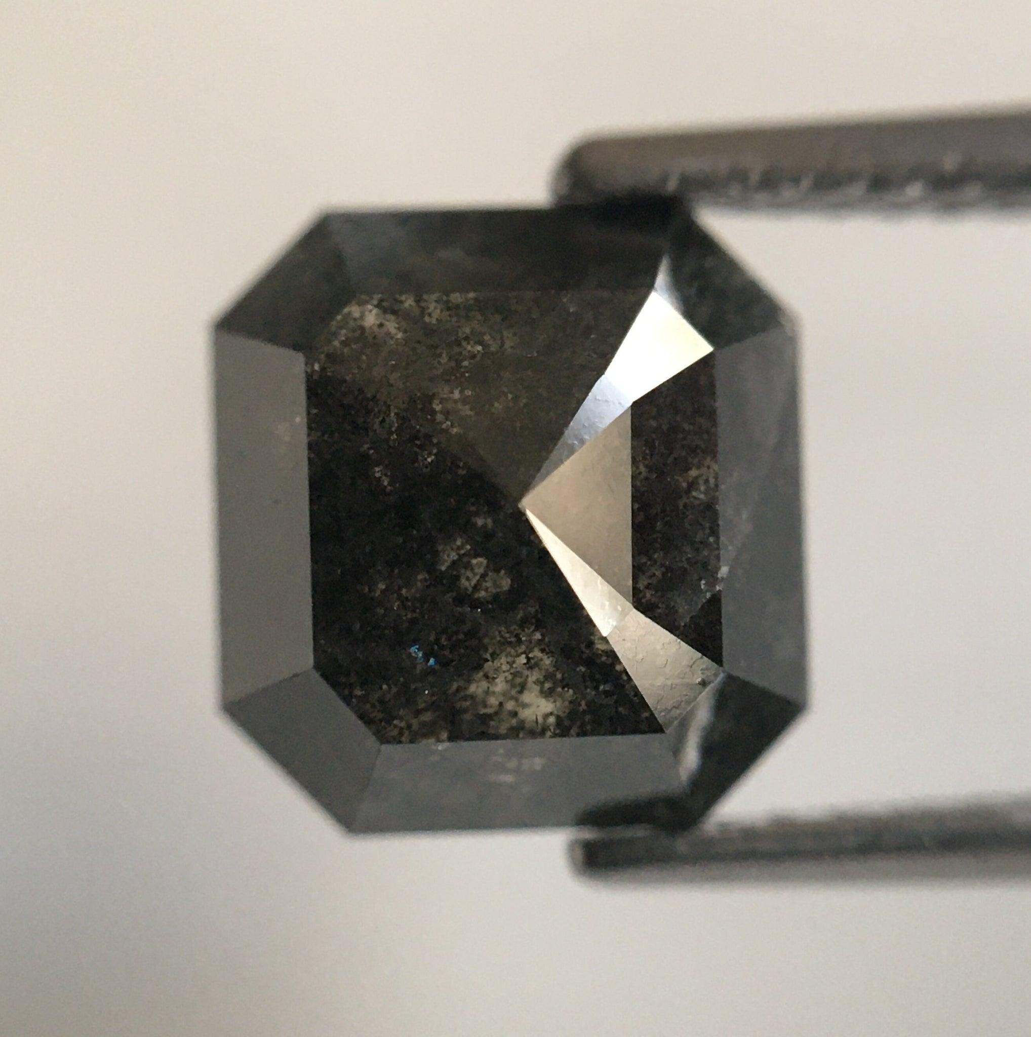 3.30 Ct Emerald Shape Black Grey Natural Loose Diamond 8.41 mm X 7.91 mm X 4.79 mm Salt and Pepper Natural Loose Diamond SJ54/41