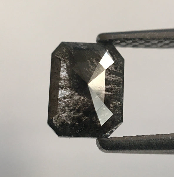 0.75 Ct Emerald Shape Dark Grey Natural Loose Diamond 6.26 mm X 4.82 mm X 2.20 mm Salt and Pepper Natural Loose Diamond SJ54/46