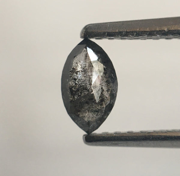 0.30 CT 6.04 mm x 3.55 mm x 1.82 mm Grey Marquise Shaped Natural Brilliant Cut Diamond Loose, Salt & pepper Rose Cut Loose Diamond SJ01/29