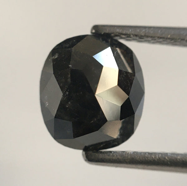 2.24 Ct Oval Cut Black Color Natural Loose Diamond, 7.65 mm X 6.97 mm X 4.40 mm Black Oval Shape Rose Cut Natural Loose Diamond SJ54/50