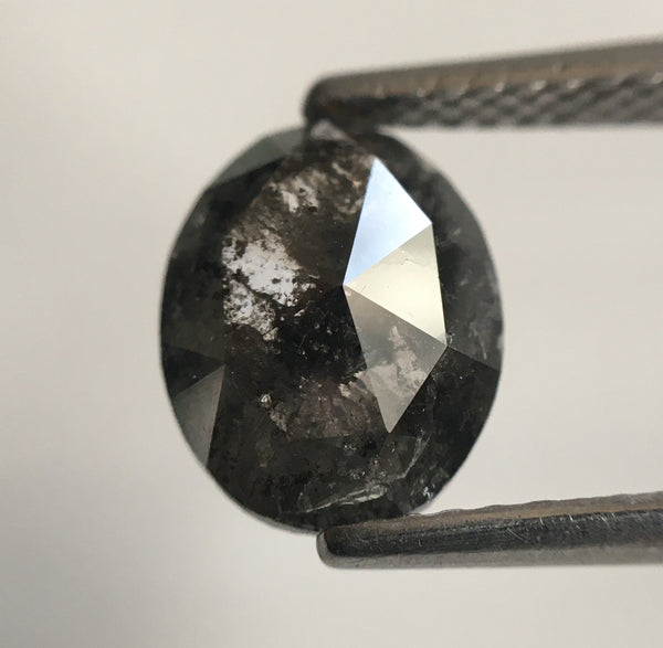 1.32 Ct Oval Cut Dark Gray Color Natural Loose Diamond, 8.82 mm X 6.95 mm X 2.58 mm Grey Oval Shape Rose Cut Natural Loose Diamond SJ55/19