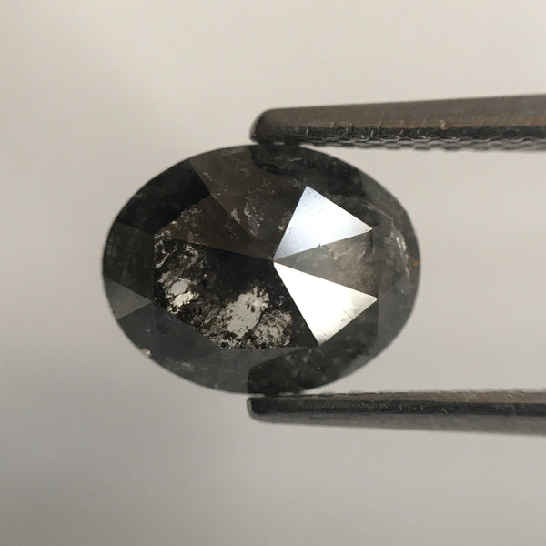 1.32 Ct Oval Cut Dark Gray Color Natural Loose Diamond, 8.82 mm X 6.95 mm X 2.58 mm Grey Oval Shape Rose Cut Natural Loose Diamond SJ55/19