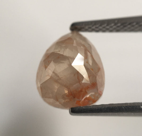 1.78 Ct Pear Shape Fancy Light Brown Rose Cut Natural Loose Diamond, 9.21 mm X 7.30 mm X 3.49 mm Rose Cut Pear Natural Loose Diamond SJ55/24