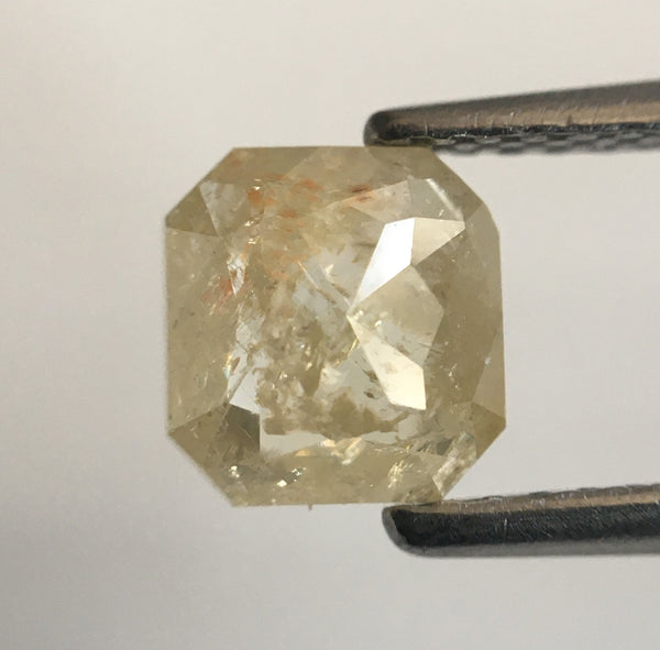 1.09 Ct Yellowish Gray Emerald Shape Natural Loose Diamond 6.21 mm X 5.90 mm X 2.80 mm, Emerald Shape Rose Cut Natural Diamond SJ56/26
