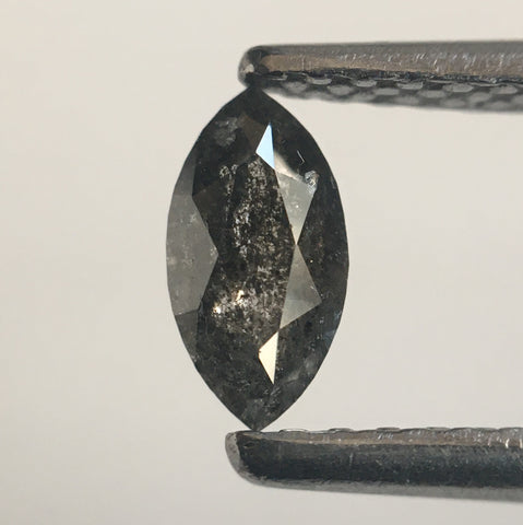 0.28 CT Grey Marquise Shaped Natural Brilliant Cut Loose Diamond 6.08 mm x 3.15 mm x 1.98 mm, Salt & pepper Rose Cut Loose Diamond SJ01/34