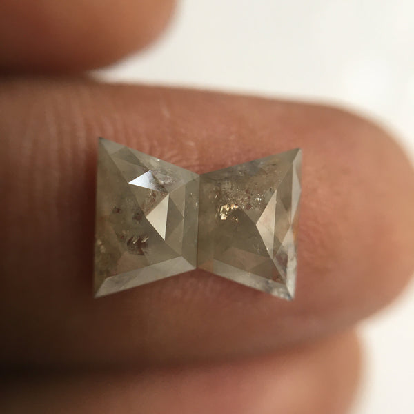 Pair 2.11 Ct Trapezoid Shape Fancy Gray Rose Cut Natural Loose Diamond, 8.30 mm X 5.34 mm X 2.71 mm Natural Geometric Diamond SJ57/01