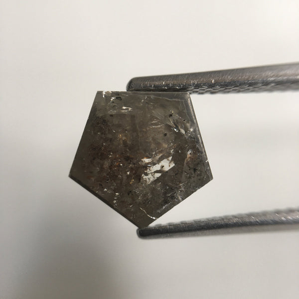 Pair 3.91 Fancy gray color geometric shape natural loose diamond, 8.45 mm X 8.73 mm X 3.10 mm Pentagon shape Natural loose diamond SJ57/02