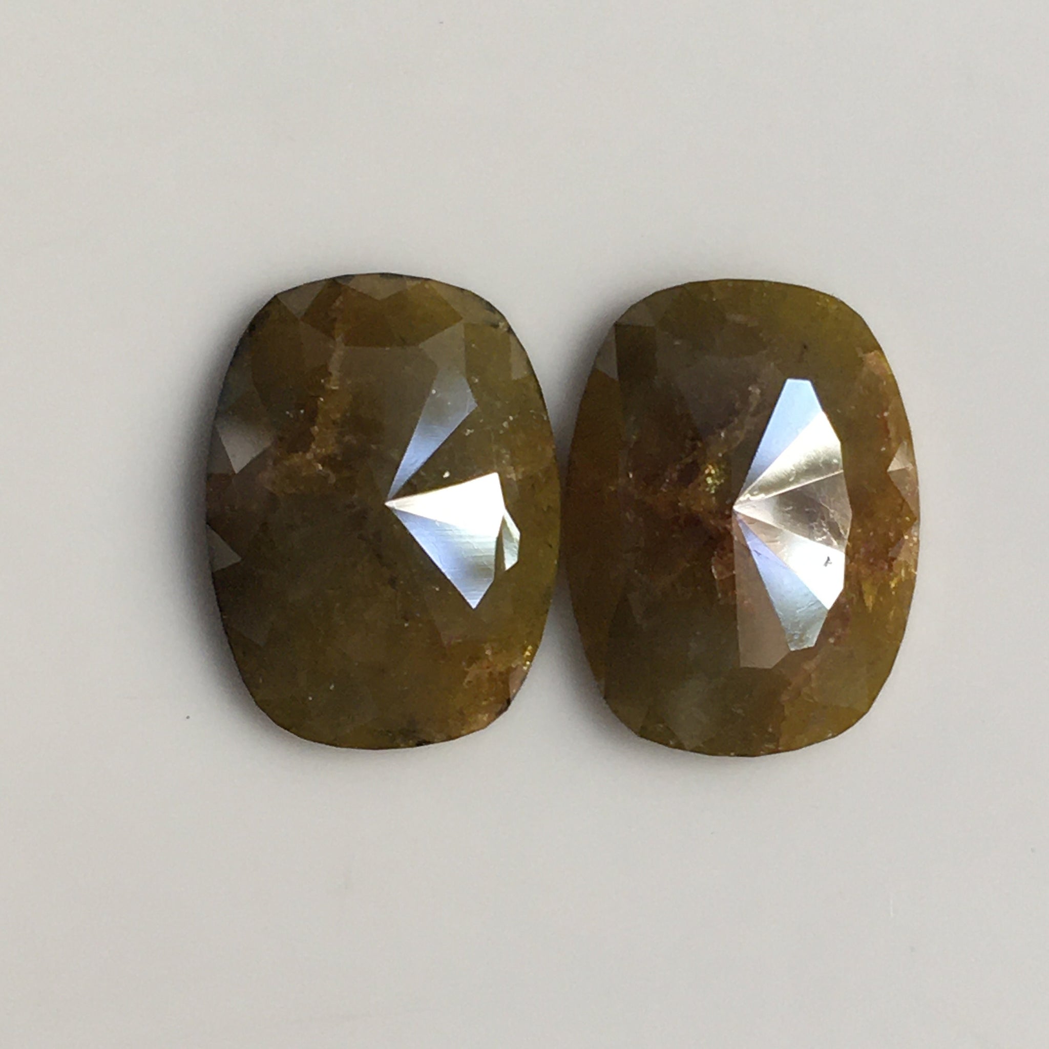 Pair 6.73 Ct Oval shape Yellowish Brown opaque Rose cut Loose diamond 12.42 mm X 9.20 mm X 3.21 mm Rose-cut Diamond for earrings SJ57/04