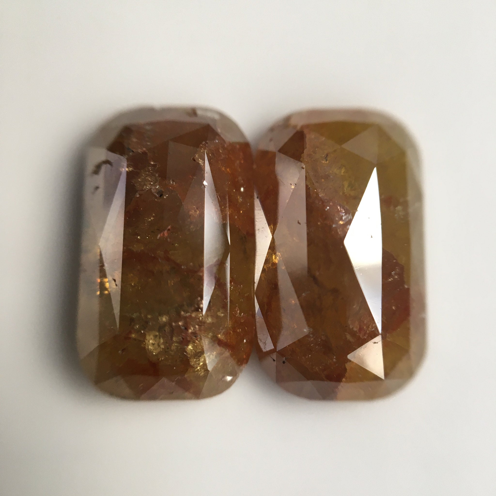 Pair 6.82 Ct Oval Shape Yellowish Brown Natural Loose Diamond 12.11 mm X 7.04 mm X 3.51 mm, Oval Shape Rose Cut Natural Diamond SJ57/05