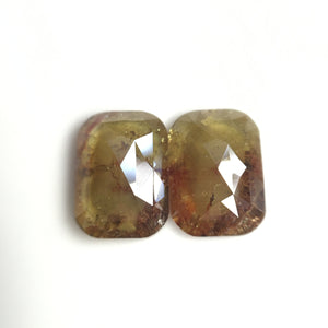 Pair 2.60 Ct Oval Shape Yellowish Brown Natural Loose Diamond 8.02 mm X 5.81 mm X 2.63 mm, Oval Shape Rose Cut Natural Diamond SJ57/08