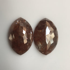 Pair 2.42 Ct Marquise Shape Natural Brown Color Brown Rose cut Loose Diamond 9.82 mm X 6.35 mm X 2.49 mm Diamond for Stud Earring SJ57/03