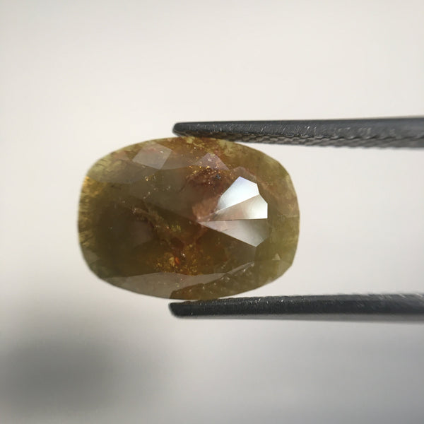 Pair 6.73 Ct Oval shape Yellowish Brown opaque Rose cut Loose diamond 12.42 mm X 9.20 mm X 3.21 mm Rose-cut Diamond for earrings SJ57/04