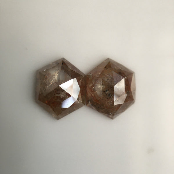 3.46 Ct Hexagon Shape Natural Loose Diamond, 9.37 mm X 7.35 mm X 3.10 mm Brownish Gray Hexagon loose diamond Use for Jewellery SJ57/15/03