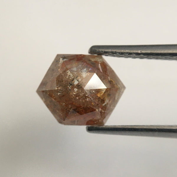 3.46 Ct Hexagon Shape Natural Loose Diamond, 9.37 mm X 7.35 mm X 3.10 mm Brownish Gray Hexagon loose diamond Use for Jewellery SJ57/15/03