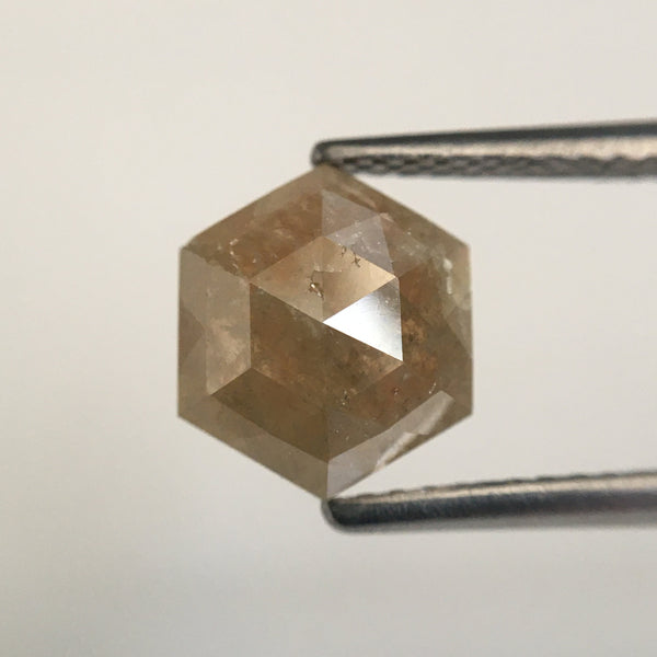 3.92 Ct Hexagon Shape Natural Loose Diamond, 8.52 mm X 7.43 mm X 3.47 mm Yellowish Gray Hexagon loose diamond Use for Jewellery SJ57/16/04