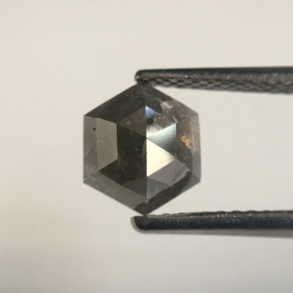 2.72 Ct Hexagon Shape Natural Loose Diamond Pair, 7.38 mm x 6.40 mm x 3.46 mm Natural Hexagon Shape Dark Gray Color Diamond Pair SJ57/25/13
