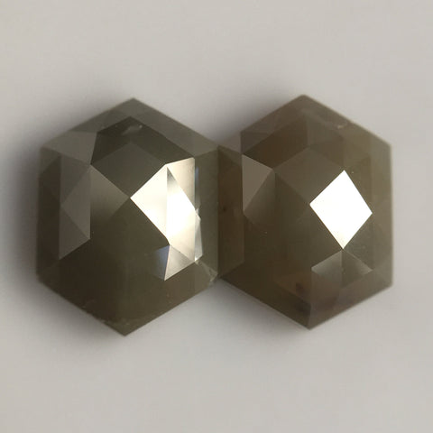 2.29 Ct Pair Hexagon Shape Yellowish Grey Color Natural Loose Diamond, 7.54 mm X 6.57 mm X 2.83 mm Natural Geometric Diamond SJ57/26/14