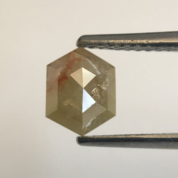 1.82 Ct Pair Hexagon Shape Yellowish Gray Natural Loose Diamond, 6.83 mm x 5.37 mm x 2.79 mm Natural Hexagon Shape Diamond Pair SJ57/43/31