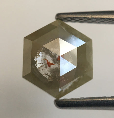 1.30 Ct Hexagon Shape Yellowish Gray Natural Loose Diamond, 7.73 mm X 6.79 mm X 2.79 mm Natural Geometric Loose Diamond SJ57/44/32