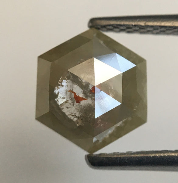 1.30 Ct Hexagon Shape Yellowish Gray Natural Loose Diamond, 7.73 mm X 6.79 mm X 2.79 mm Natural Geometric Loose Diamond SJ57/44/32