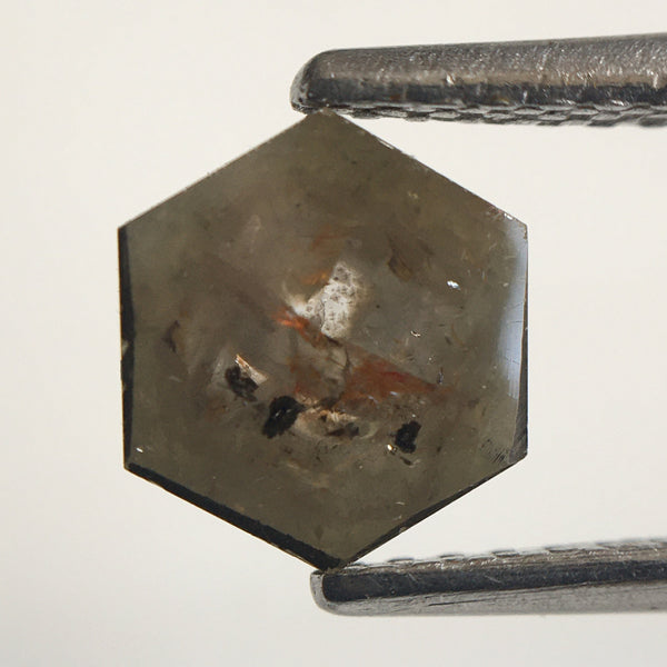 0.96 Ct Hexagon Shape Brownish Gray Natural Loose Diamond, 6.98 mm X 6.04 mm X 2.70 mm Natural Geometric Loose Diamond SJ57/50/38