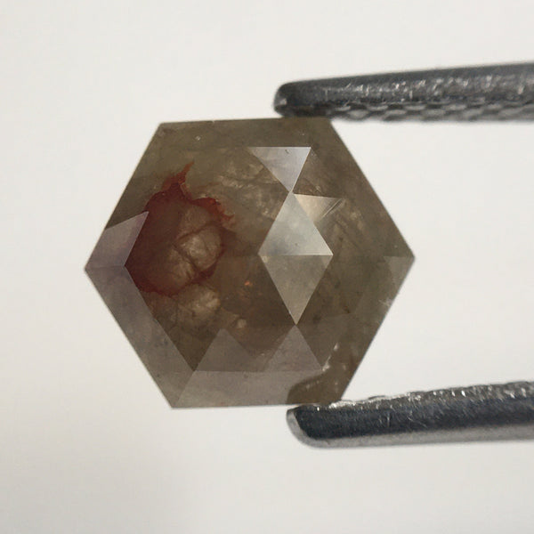1.00 Ct Hexagon Shape light brownish Gray Natural Loose Diamond, 7.00 mm X 6.09 mm X 2.73 mm Natural Geometric Loose Diamond SJ57/51/39