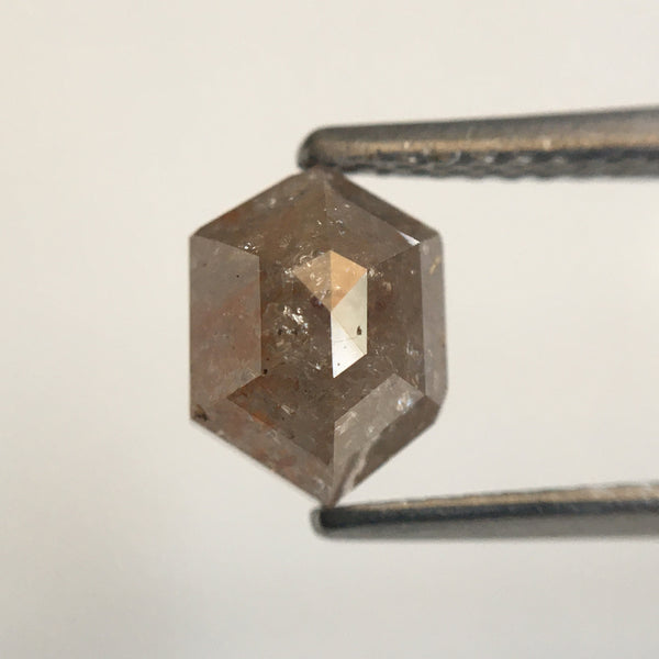 1.38 Ct Hexagon Shape Brownish Gray Natural Loose Diamond, 7.32 mm X 5.46 mm X 3.82 mm Natural Geometric Loose Diamond SJ57/52/40