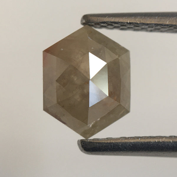 0.81 Ct Hexagon Shape brownish Gray Natural Loose Diamond, 6.84 mm X 5.25 mm X 2.56 mm Natural Geometric Loose Diamond SJ57/57/45