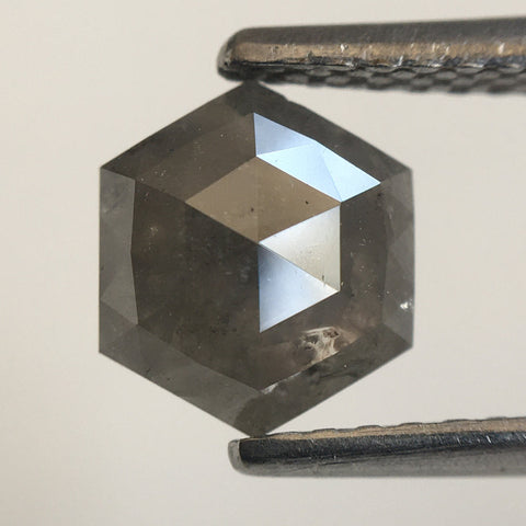 0.84 Ct Hexagon Shape Natural Loose Diamond , 6.93 mm x 6.00 mm x 2.22 mm Natural Hexagon Shape Dark Gray Color Diamond SJ57/56/44