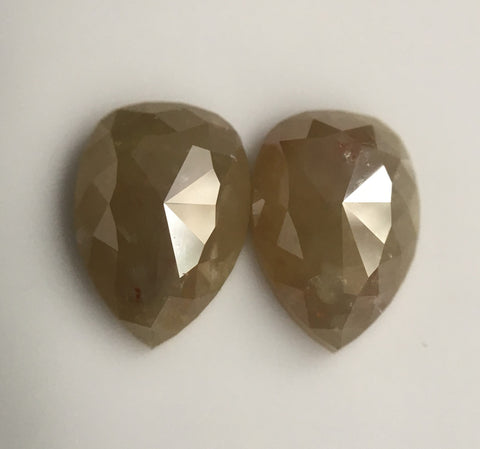 2.38 Ct Pear Shape Rose Cut Loose Natural Diamond Yellowish Brown Color pair, 8.56 mm X 5.91 mm X 2.55 mm Natural Loose Diamond SJ58/03