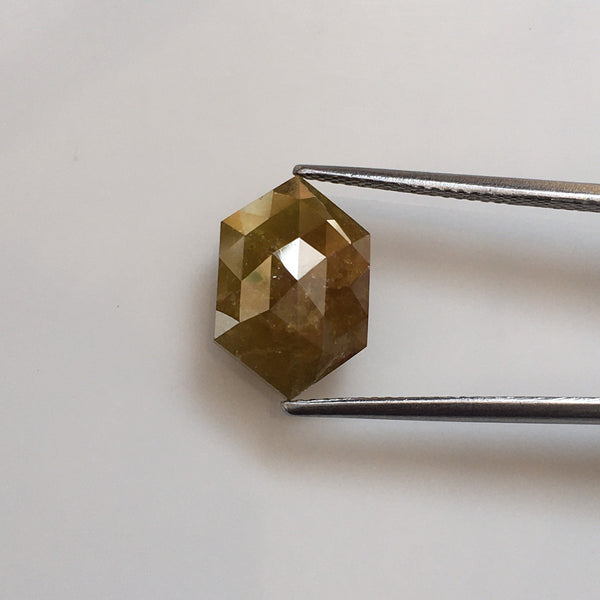 8.82 Ct Pair Hexagon Shape Yellowish Brown Natural Loose Diamond, 13.56 mm X 9.10 mm X 4.04 mm Natural Geometric Loose Diamond SJ57/13/01