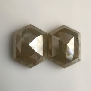 4.76 Carat Hexagon Shape Natural Loose Diamond Pair, 9.36 mm x 7.09 mm x 3.76 mm Natural Hexagon Shape Gray Color Diamond Pair SJ57/17/05