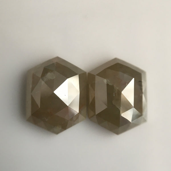 4.76 Carat Hexagon Shape Natural Loose Diamond Pair, 9.36 mm x 7.09 mm x 3.76 mm Natural Hexagon Shape Gray Color Diamond Pair SJ57/17/05