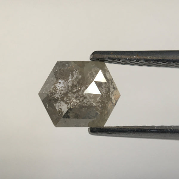 1.88 Ct Hexagon Shape Natural Loose Diamond Pair, 7.57 mm x 5.97 mm x 2.28 mm Natural Hexagon Shape Gray Color Diamond Pair SJ57/24/12