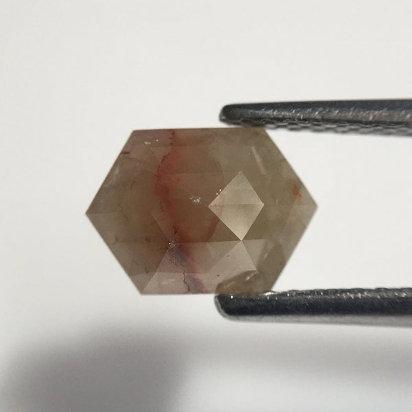 2.81 Ct Hexagon Shape Natural Loose Diamond, 7.98 mm X 5.64 mm X 2.82 mm Yellowish Brown Hexagon loose diamond Use for Jewellery SJ57/29/17