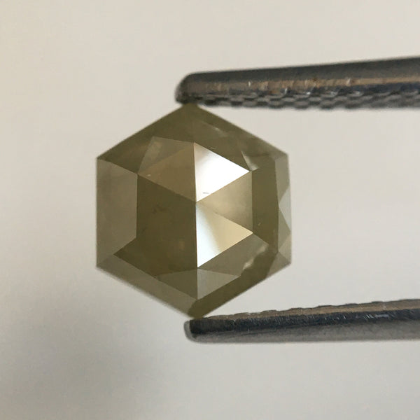 2.09 Ct Hexagon Shape Yellowish Gray Natural Loose Diamond Pair, 6.83 mm x 5.92 mm x 2.98 mm Natural Hexagon Shape Diamond Pair SJ57/41/29