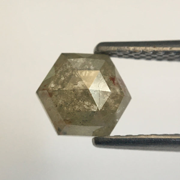 1.77 Ct Hexagon Shape Yellowish Gray Natural Loose Diamond Pair, 6.79 mm x 5.92 mm x 2.53 mm Natural Hexagon Shape Diamond Pair SJ57/42/30