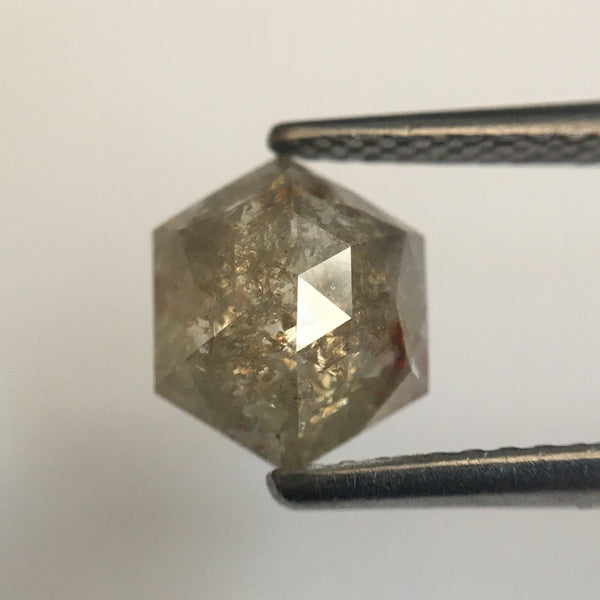 1.25 Ct Hexagon Shape Yellowish Gray Natural Loose Diamond, 7.96 mm X 6.70 mm X 3.24 mm Natural Geometric Loose Diamond SJ57/45/33