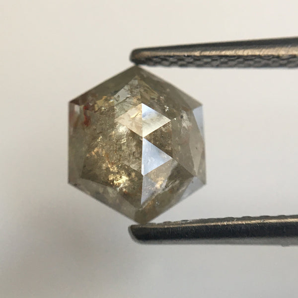 1.25 Ct Hexagon Shape Yellowish Gray Natural Loose Diamond, 7.96 mm X 6.70 mm X 3.24 mm Natural Geometric Loose Diamond SJ57/45/33