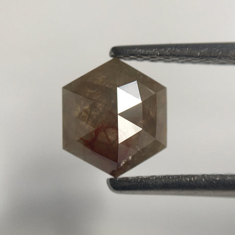 1.00 Ct Hexagon Shape light brownish Gray Natural Loose Diamond, 7.00 mm X 6.09 mm X 2.73 mm Natural Geometric Loose Diamond SJ57/51/39