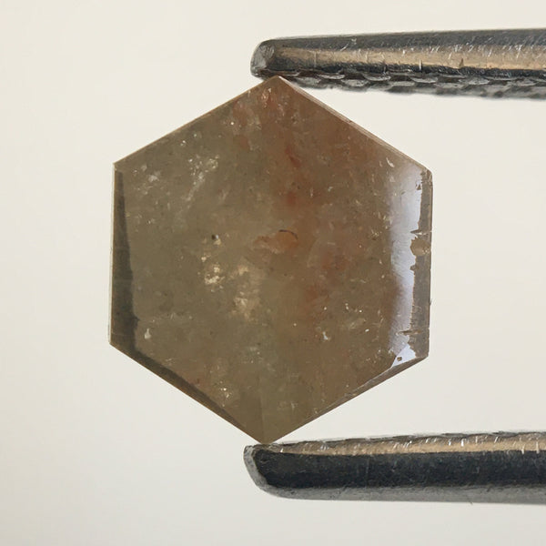 0.80 Ct Hexagon Shape brownish Gray Natural Loose Diamond, 6.18 mm X 5.43 mm X 2.80 mm Natural Geometric Loose Diamond SJ57/54/42
