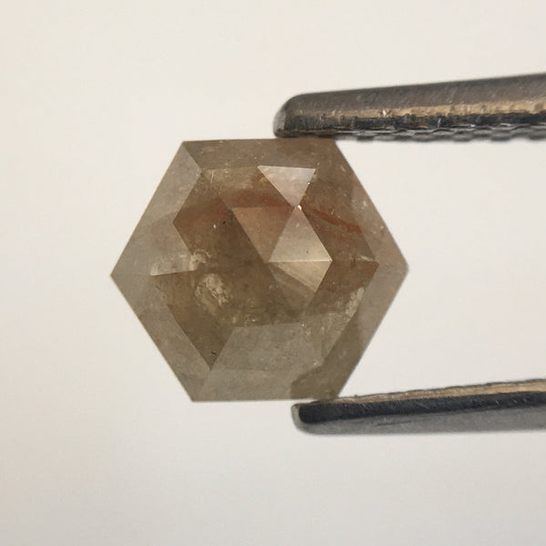0.80 Ct Hexagon Shape brownish Gray Natural Loose Diamond, 6.18 mm X 5.43 mm X 2.80 mm Natural Geometric Loose Diamond SJ57/54/42