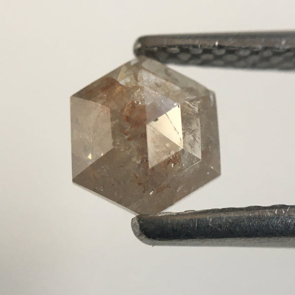 0.56 Ct Hexagon Shape brownish Gray Natural Loose Diamond, 5.84 mm X 5.00 mm X 2.29 mm Natural Geometric Loose Diamond SJ57/61/49