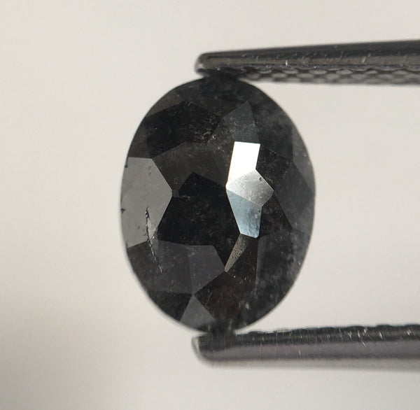 1.41 Ct Black Gray Color Oval Shape Brilliant cut Rose cut natural diamond 7.84 mm x 5.86 mm x 3.48 mm size, Natural Loose Diamond SJ60/48