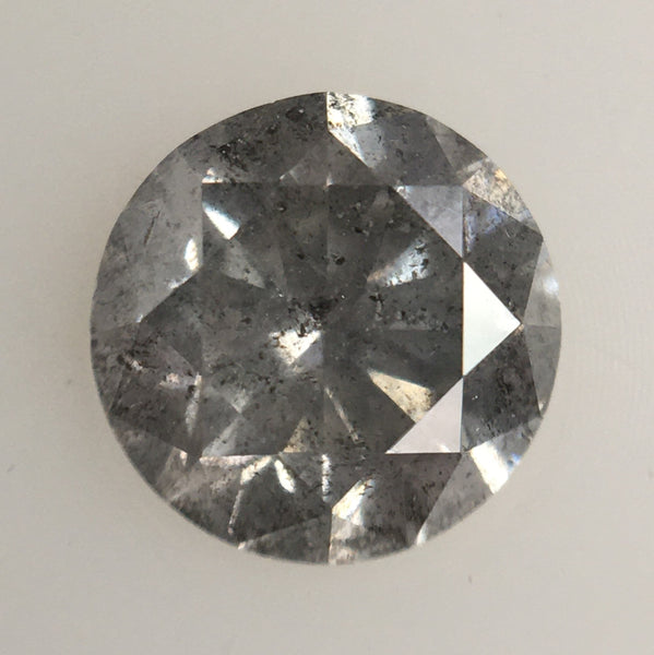0.51 Ct Natural Loose Diamond Round Brilliant Grey Salt And Pepper Color i3 Clarity 4.83 MM x 3.14 MM, Round Diamond SJ34/108