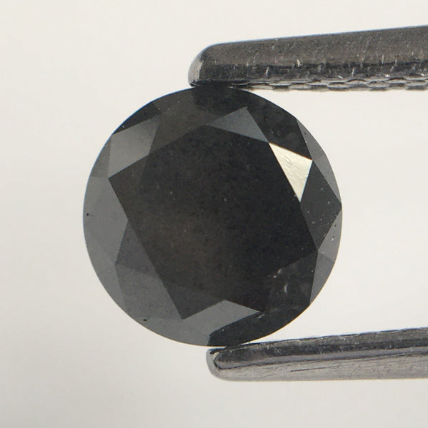 0.73 Ct Natural Black Round brilliant Cut Loose Natural Diamond, 5.41 MM x 3.73 MM Black round Cut Loose Diamond best for ring SJ34/119