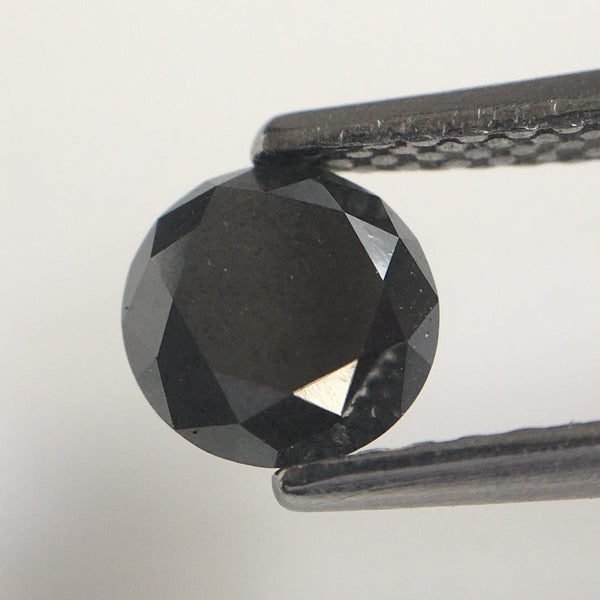 0.73 Ct Natural Black Round brilliant Cut Loose Natural Diamond, 5.41 MM x 3.73 MM Black round Cut Loose Diamond best for ring SJ34/119