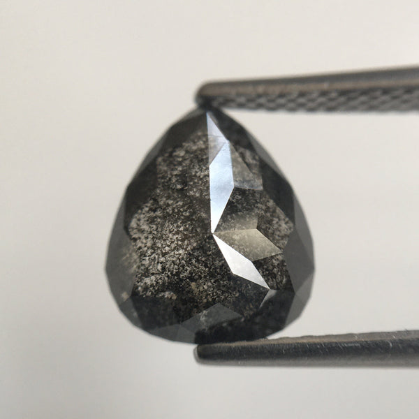 2.39 Ct Natural Loose Diamond Fancy Grey Brilliant Cut Diamond, 9.70 mm X 8.00 mm X 4.23 mm Grey Rose Cut Pear Diamond SJ59/09